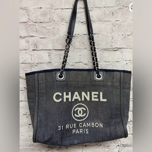 Chanel Women’s Denim Deauville Shoulder Tote 10x16 Handbag